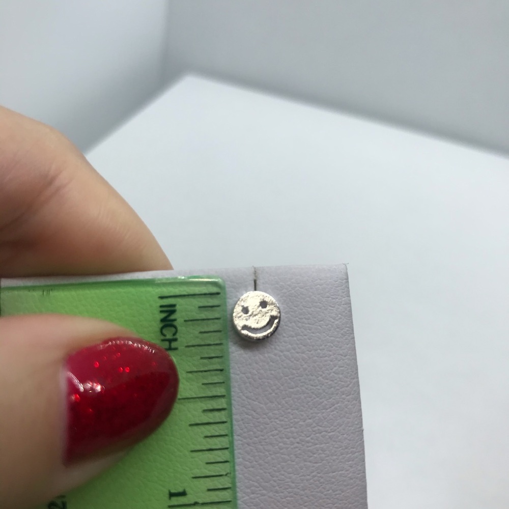 Sterling Silver 925 Smile Stud Earrings - Picture 3 of 3